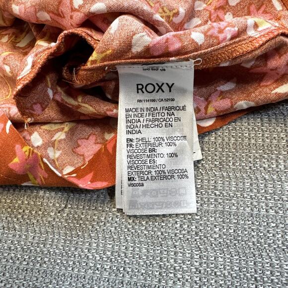 ROXY Floral Romper size Small Rust Pink Floral Festival‎ Beach Fairycore Flowy - Picture 5 of 10